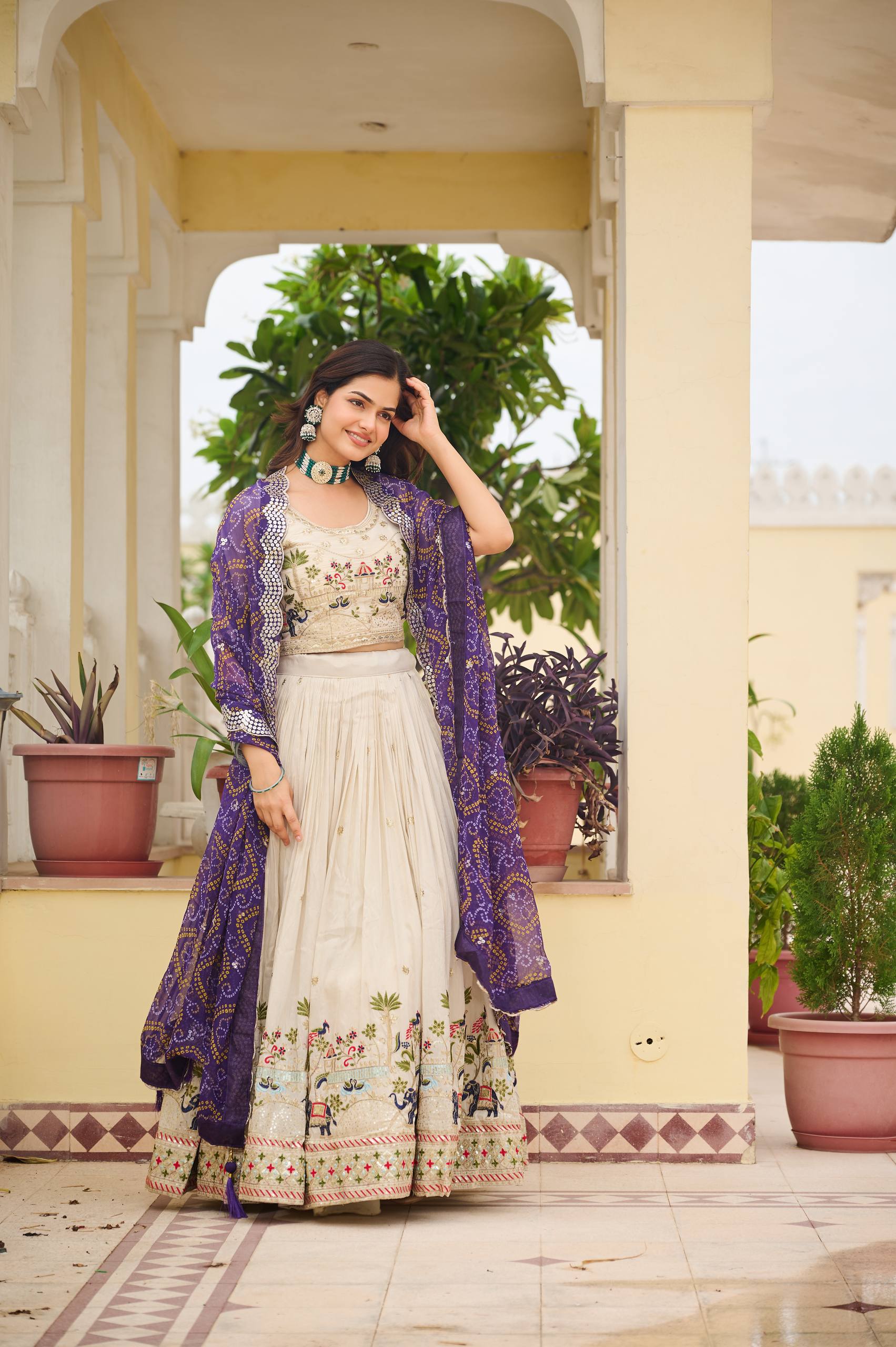 Off White Color Wedding Wear Designer Embroidery Lehenga Choli
