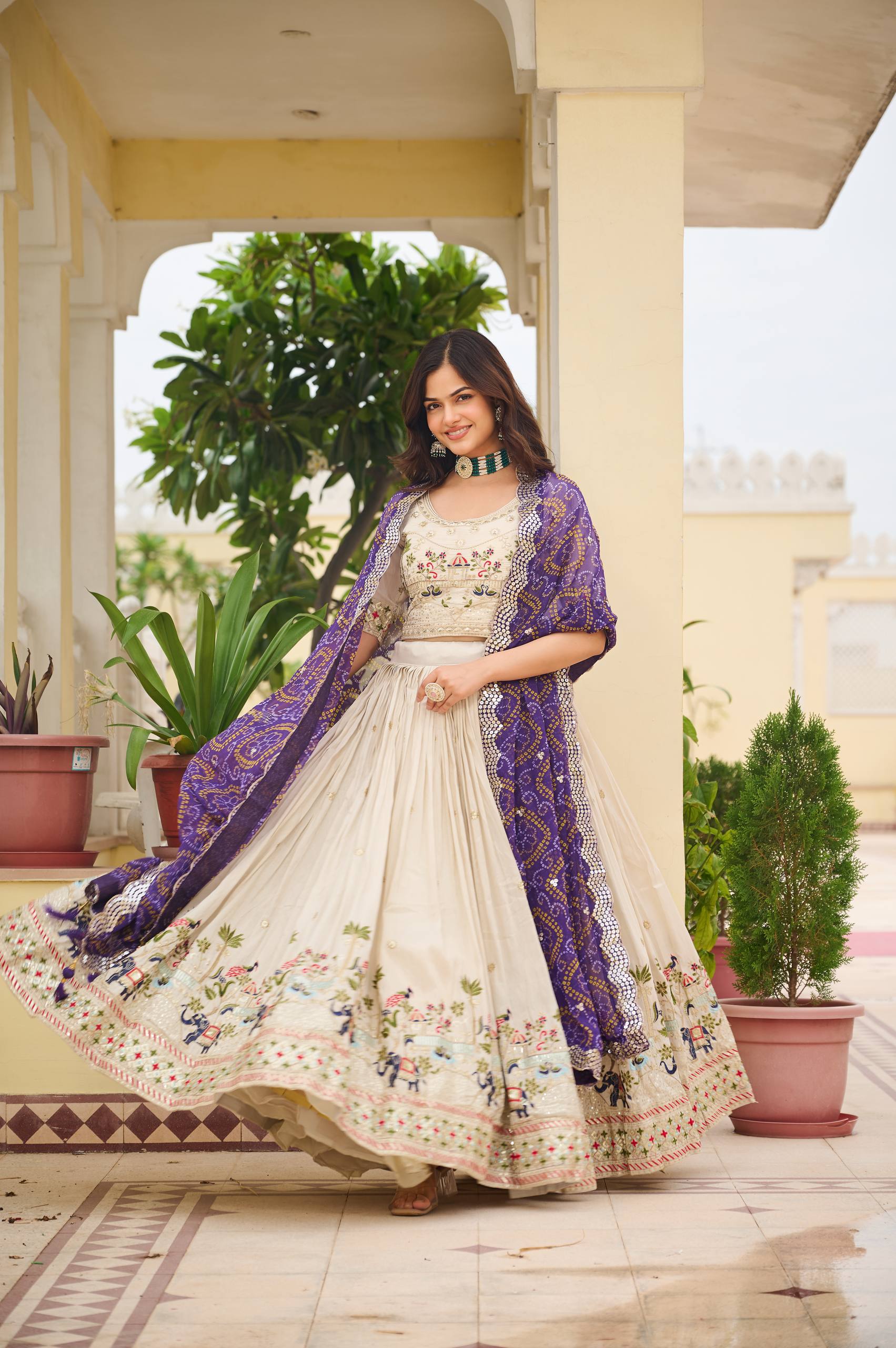 Off White Color Wedding Wear Designer Embroidery Lehenga Choli