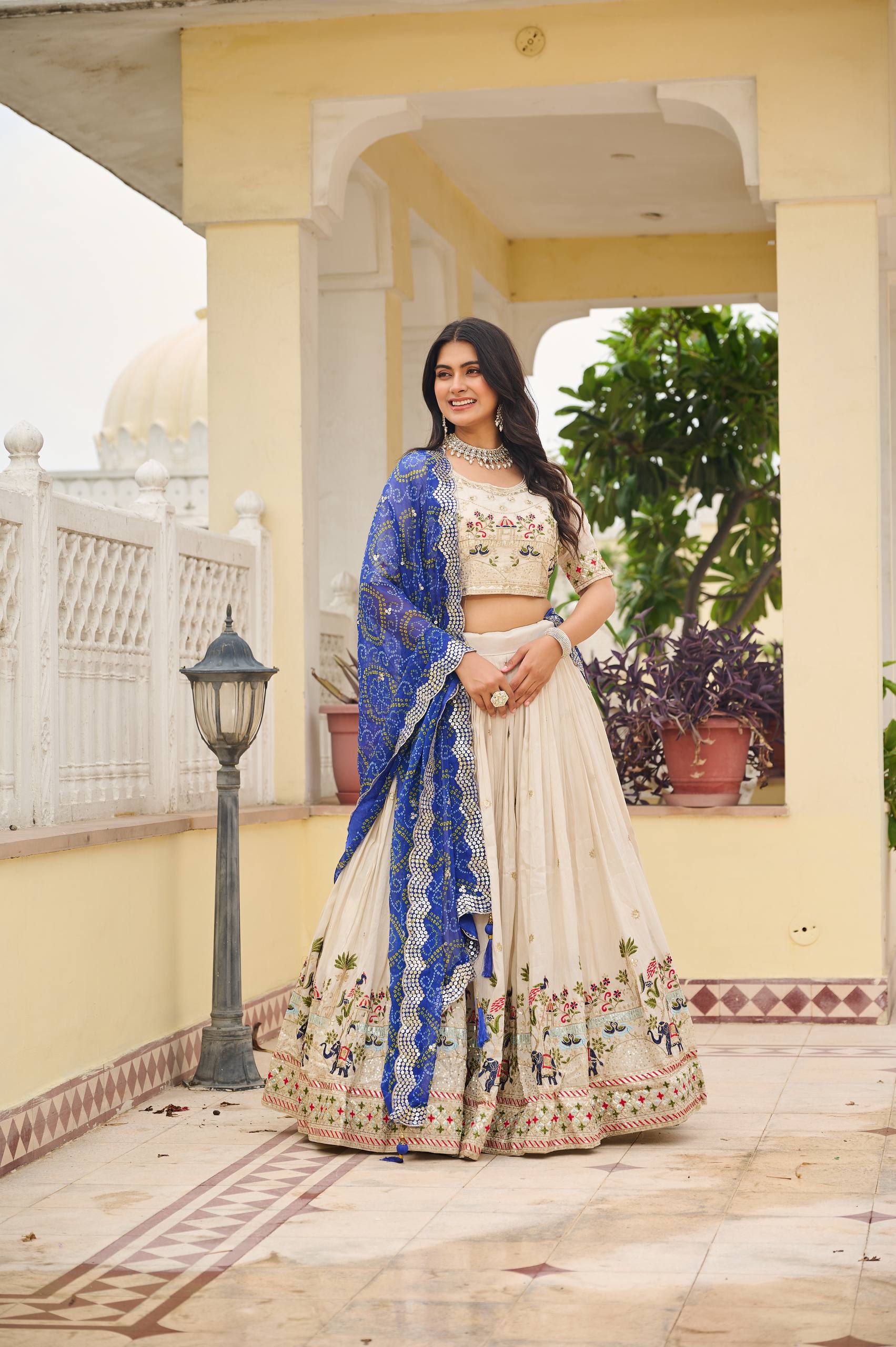 Off White Color Wedding Wear Designer Embroidery Lehenga Choli