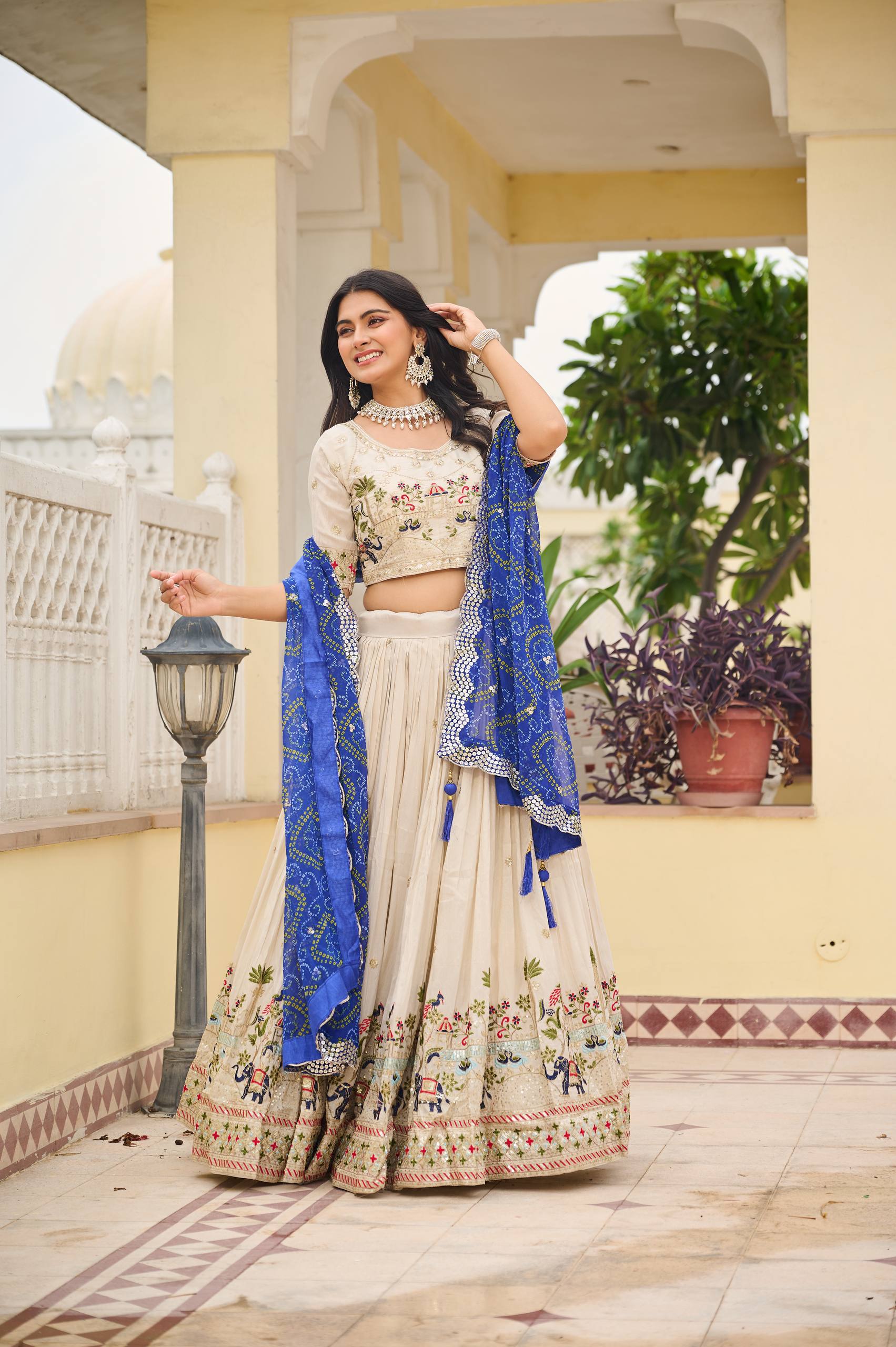 Off White Color Wedding Wear Designer Embroidery Lehenga Choli