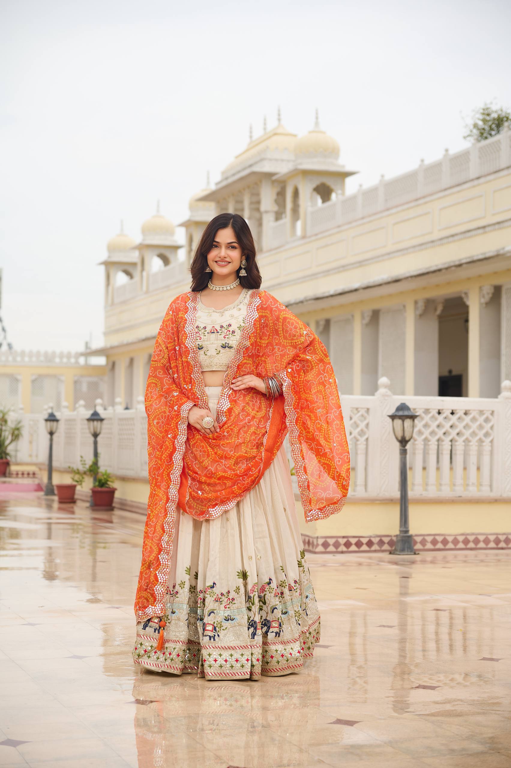 Off White Color Wedding Wear Designer Embroidery Lehenga Choli