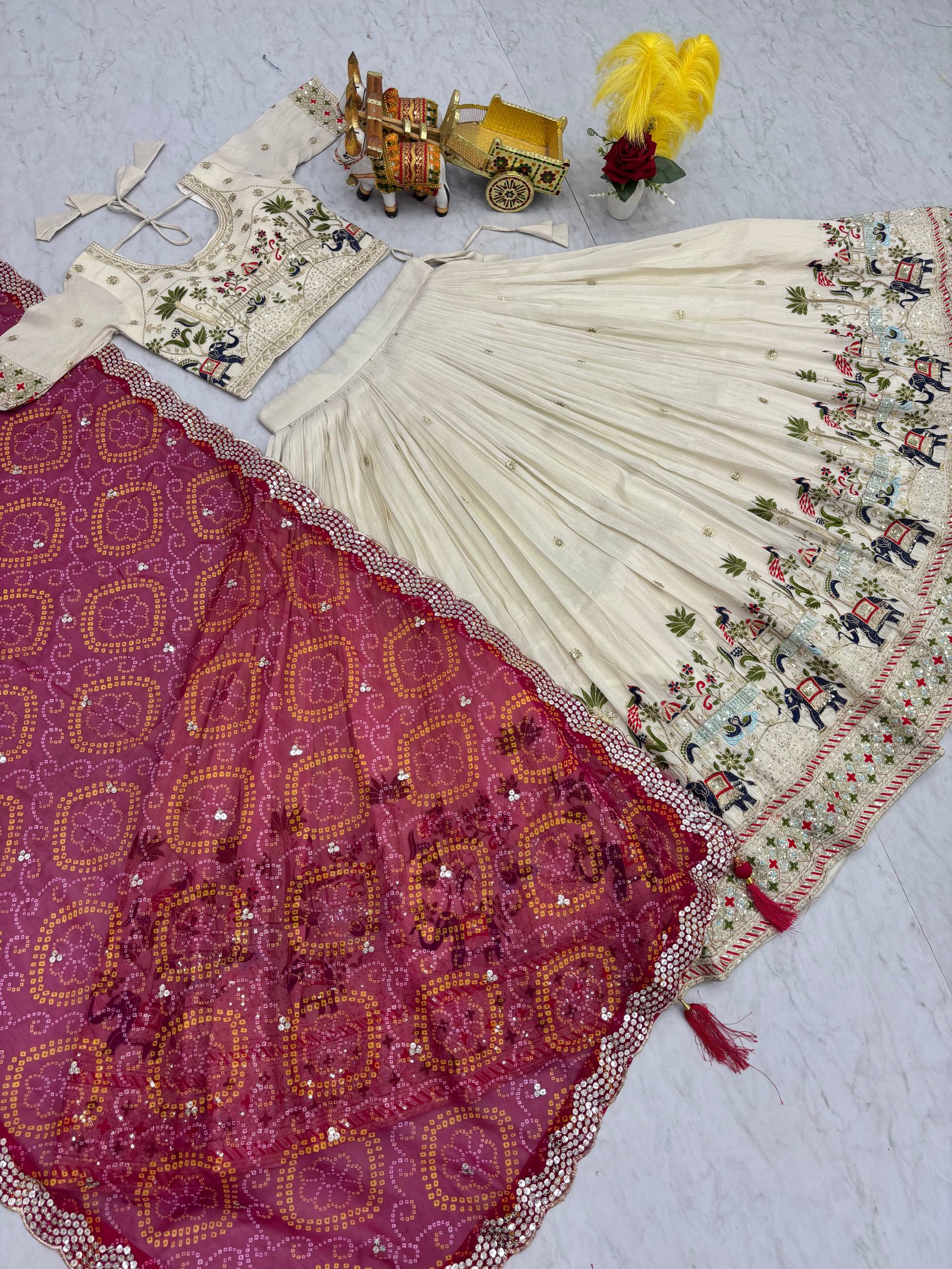 Off White Color Wedding Wear Designer Embroidery Lehenga Choli