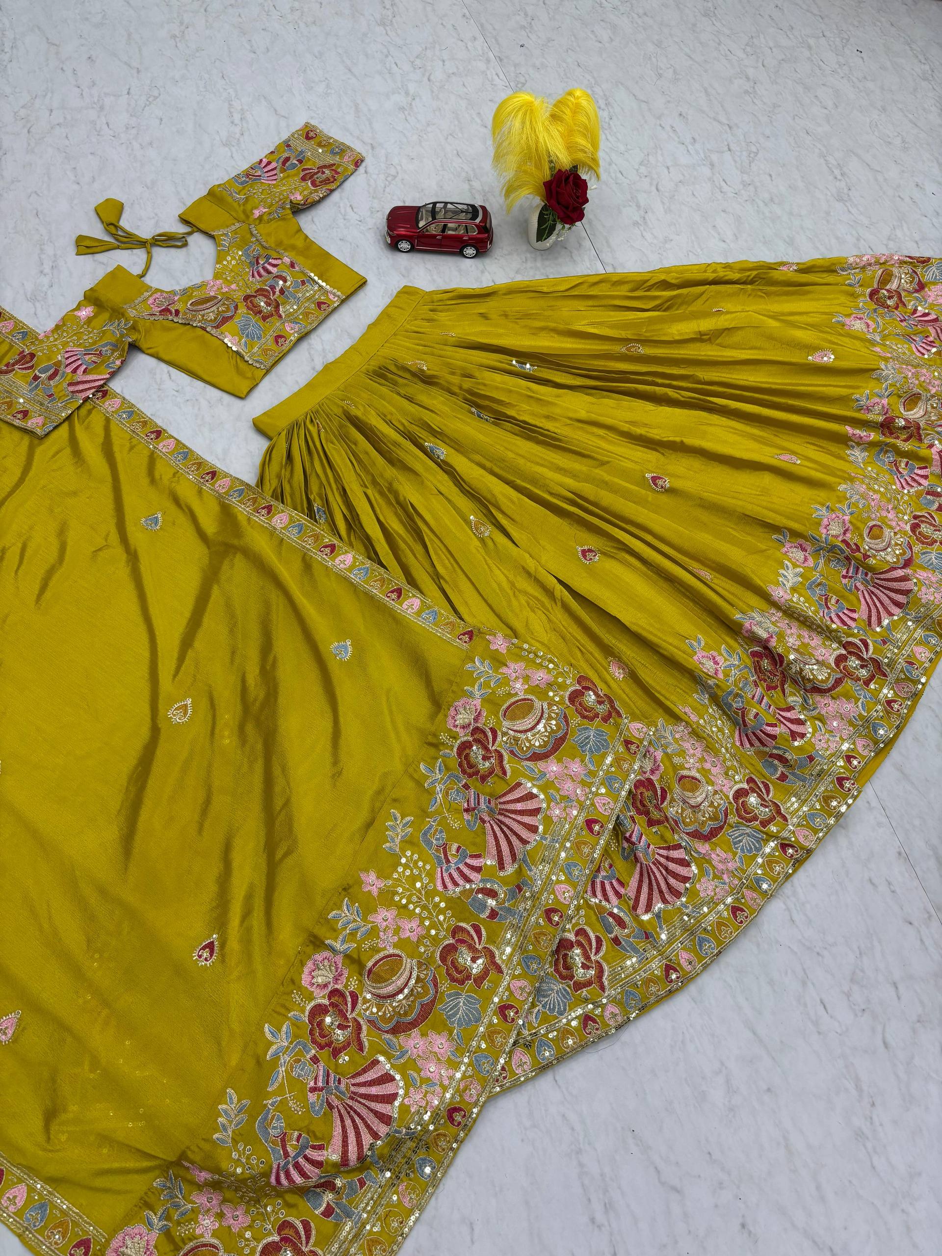 Yellow Color Wedding Wear Heavy Embroidery Work Lehenga Choli