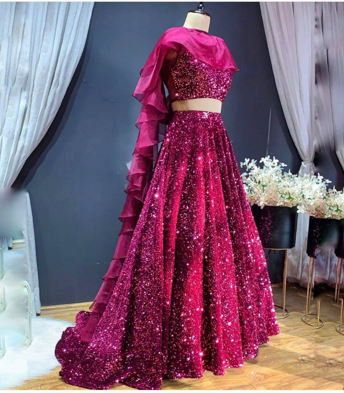 Pink Color Heavy Sequence Work Designer Lehenga Choli