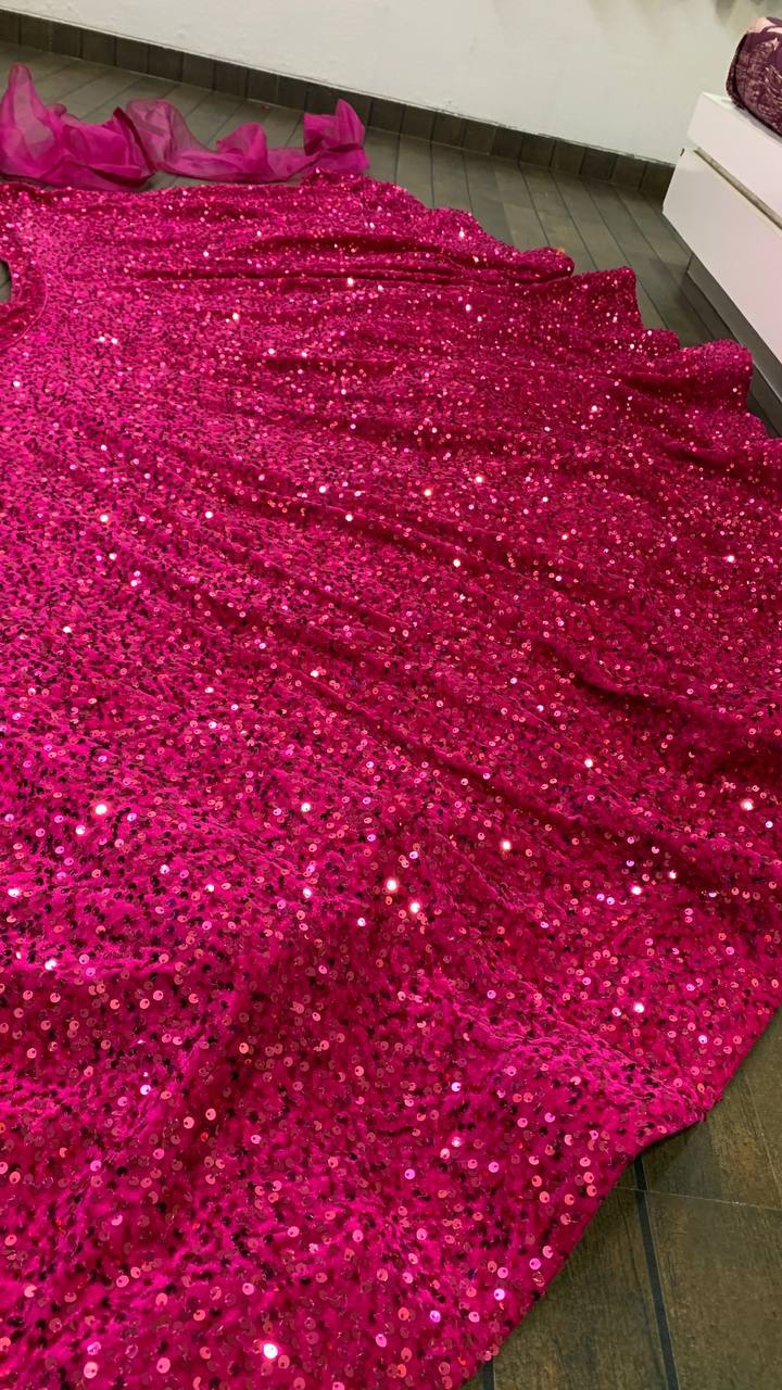 Pink Color Heavy Sequence Work Designer Lehenga Choli