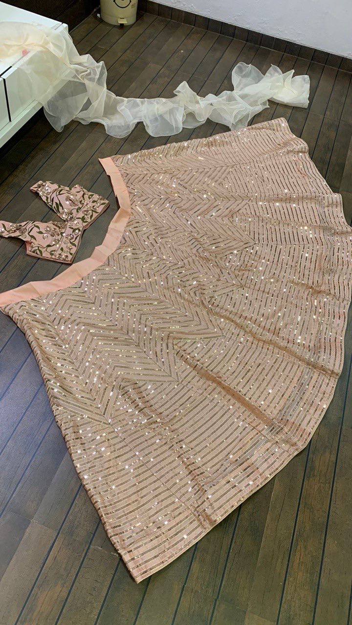 Peach Color Kasturi Silk Thread & Sequence Work Lehenga Choli