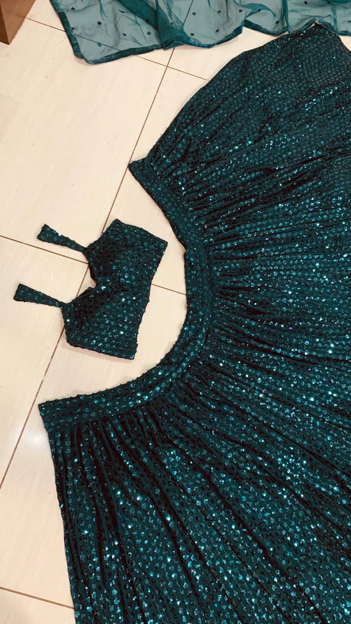 Rama Green Color Heavy Sequence Work Designer Pary Wear Lehenga Choli