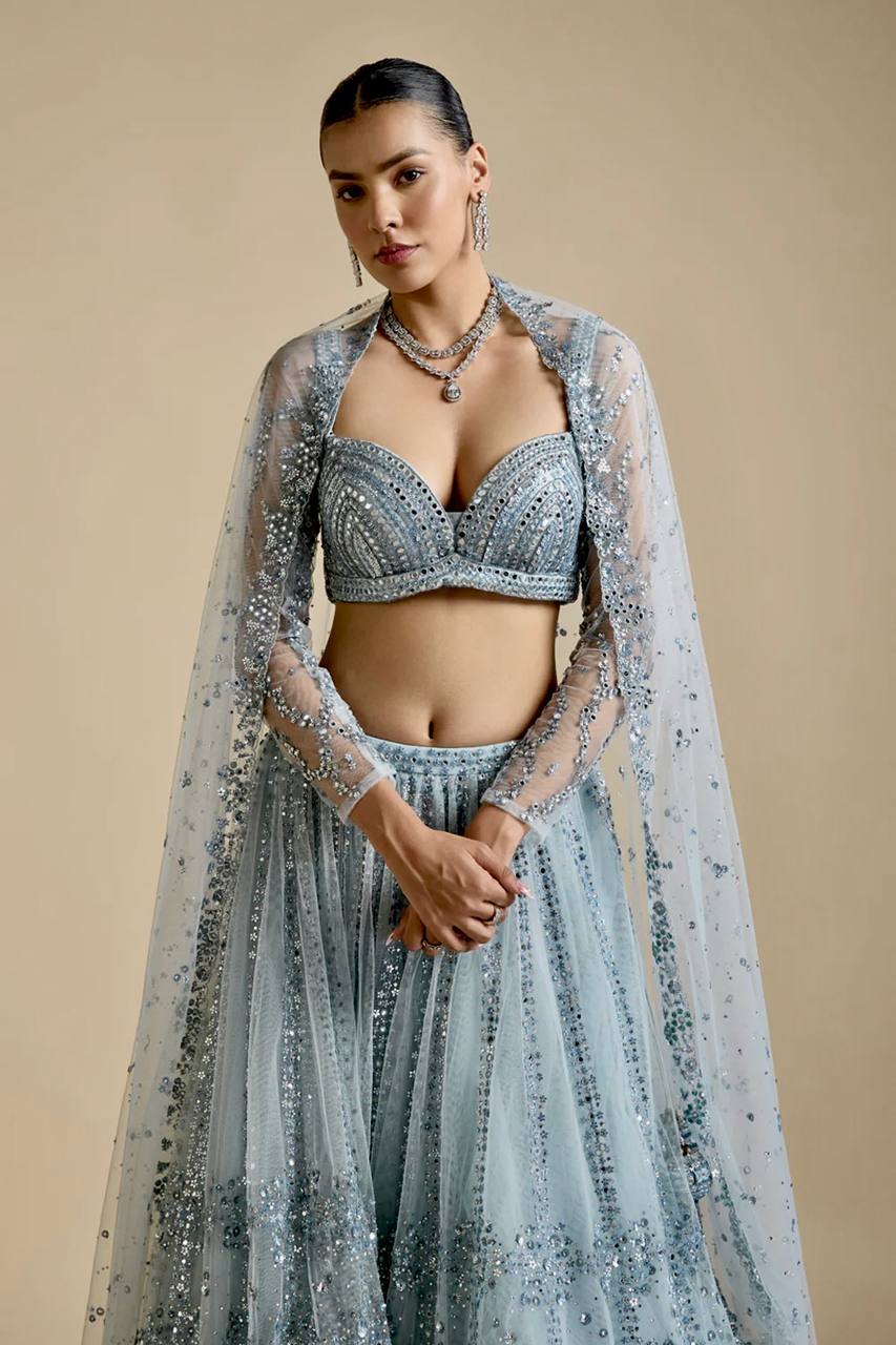 Gray Color Heavy Sequence Work Designer Lehenga Choli