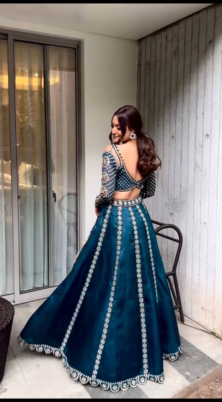 Blue Color Heavy Sequence Work Designer Party Wear Lehenga Choli