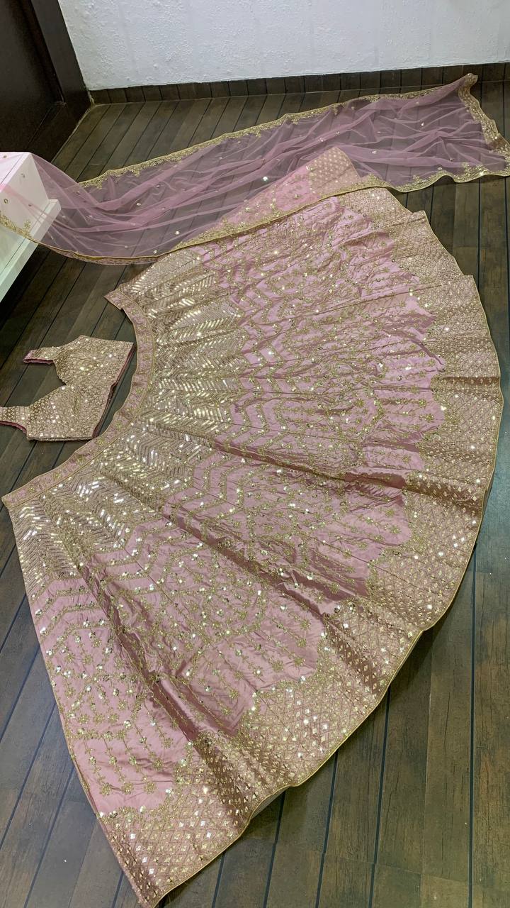 Pink Color Heavy Sequence Work Designer Lehenga Choli