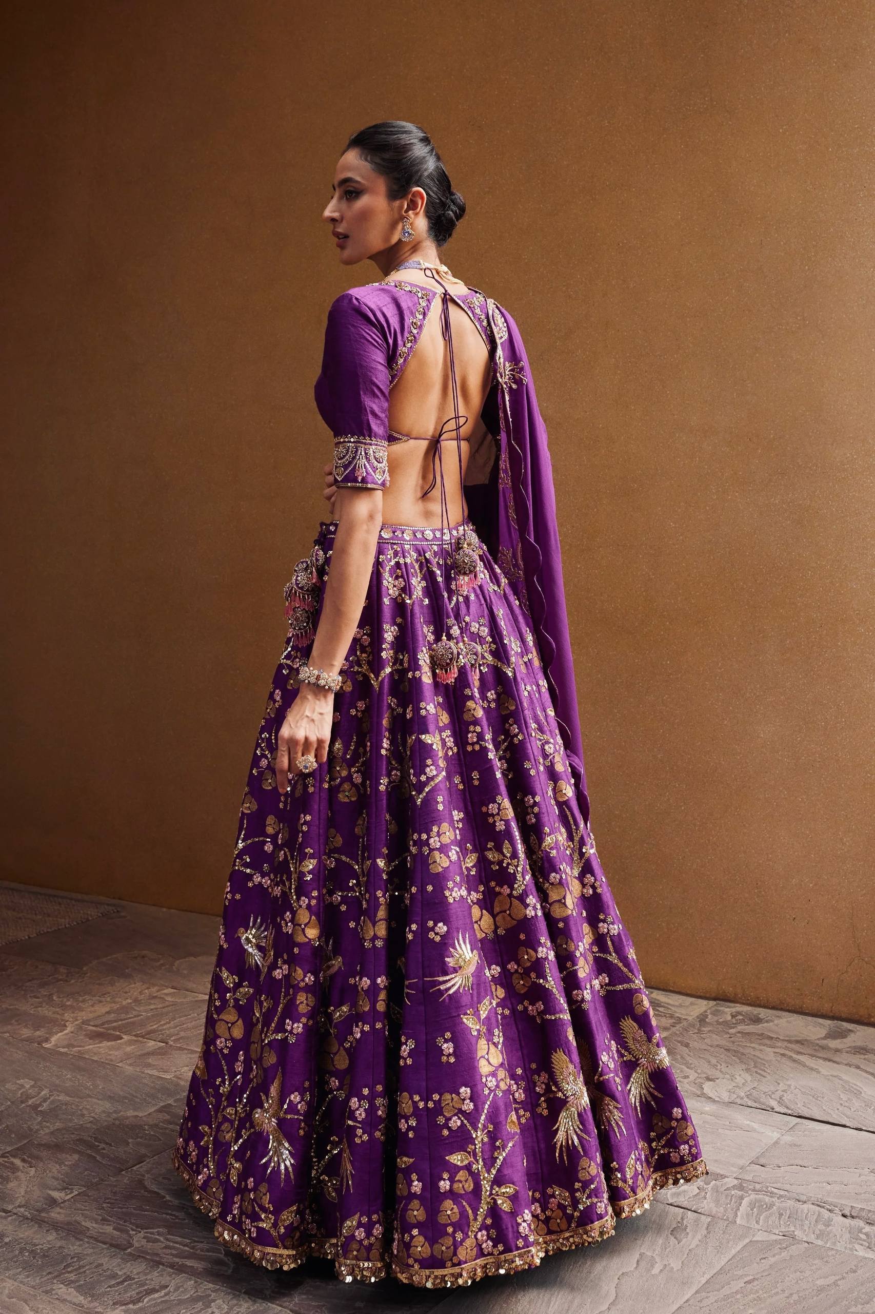 Purple Color Heavy Sequence Zari Work Designer Lehenga Choli