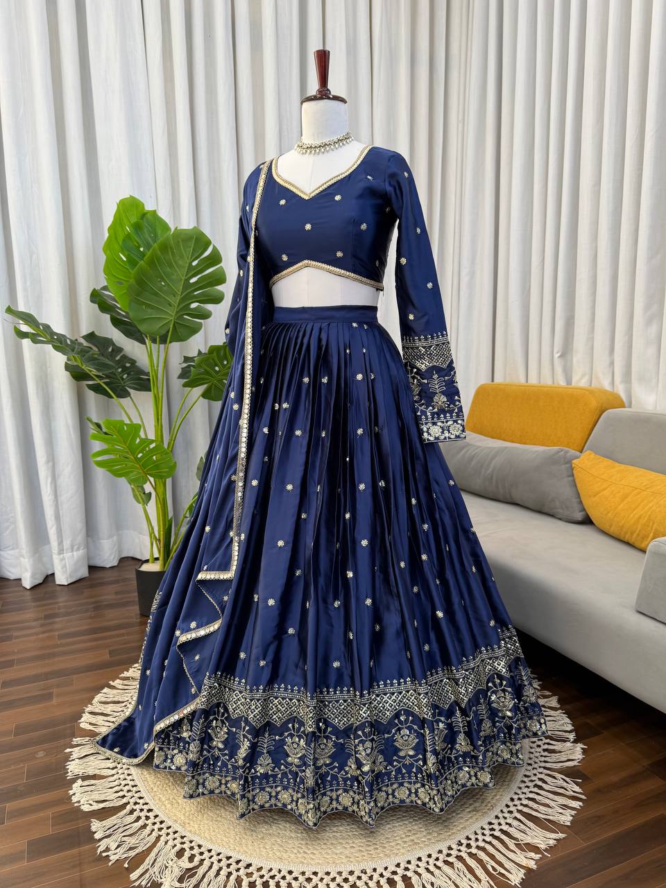 Blue Color Wedding Wear Designer Embroidered Lehenga Choli