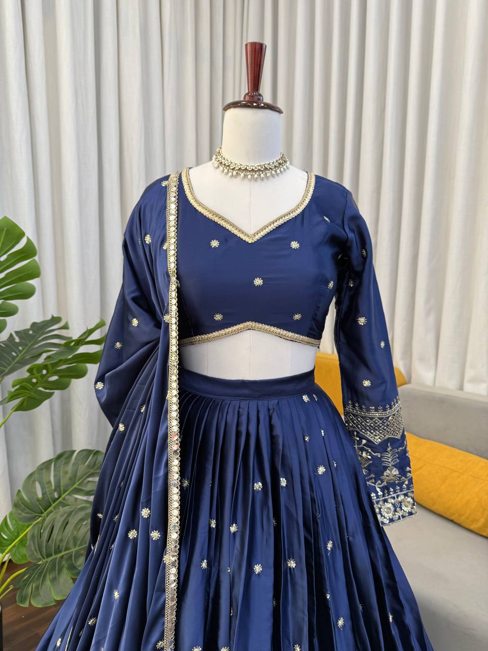 Blue Color Wedding Wear Designer Embroidered Lehenga Choli
