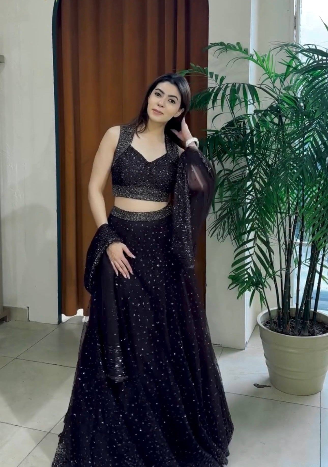 Black Color Designer Sequence Embroidery Work Lehenga Choli