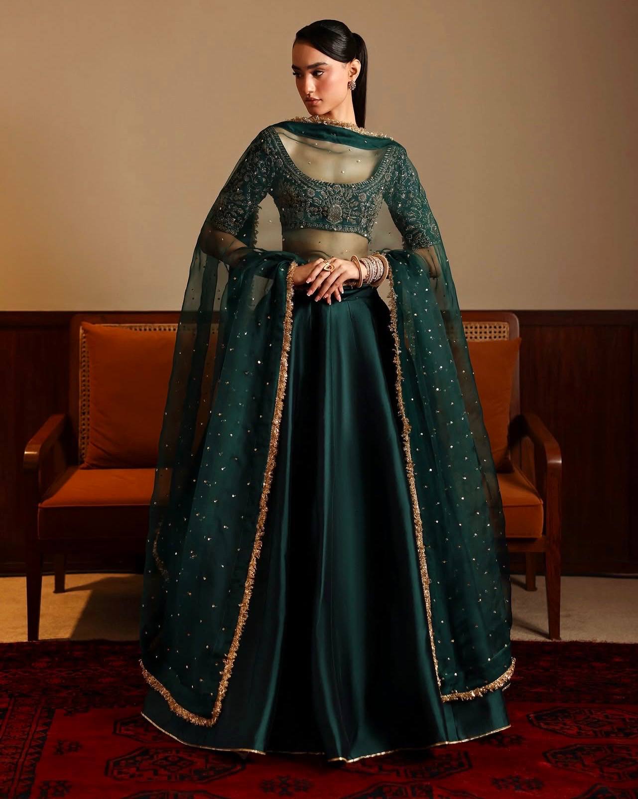 Dark Green Color Wedding Wear Designer Trendy Lehenga Choli