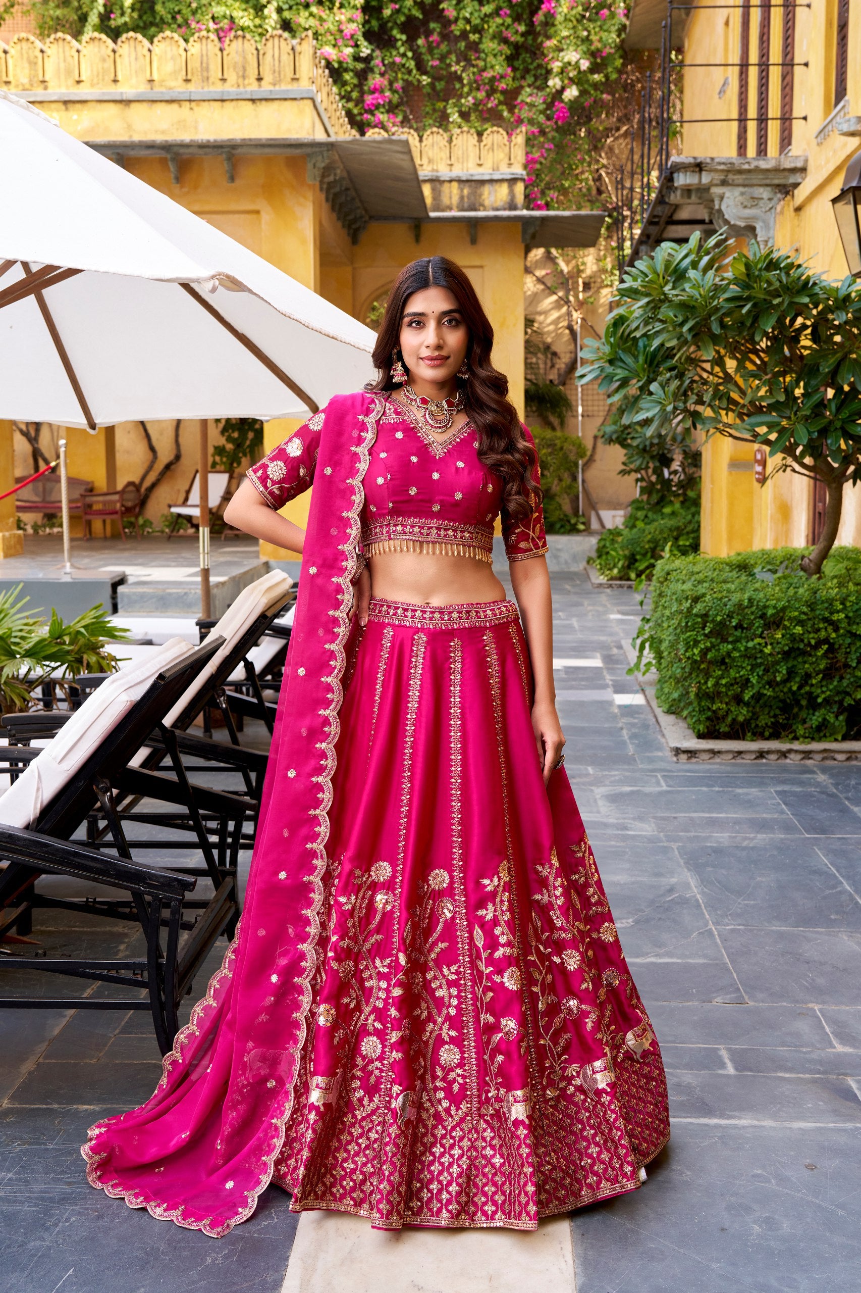 Pink Bridal Wear Wedding Designer Silk Sequence Embroidery Work Lehenga Choli