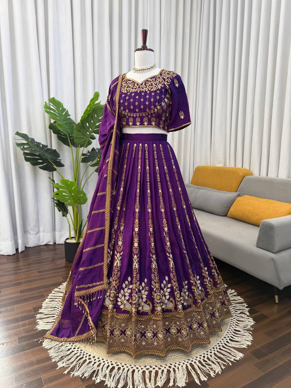 Purple Color Heavy Wedding Wear Trendy Designer Lehenga Choli