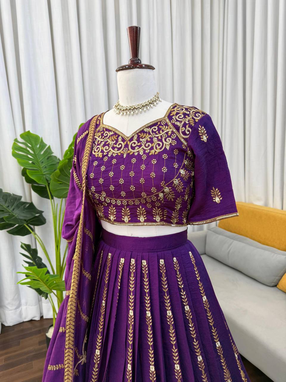 Purple Color Heavy Wedding Wear Trendy Designer Lehenga Choli