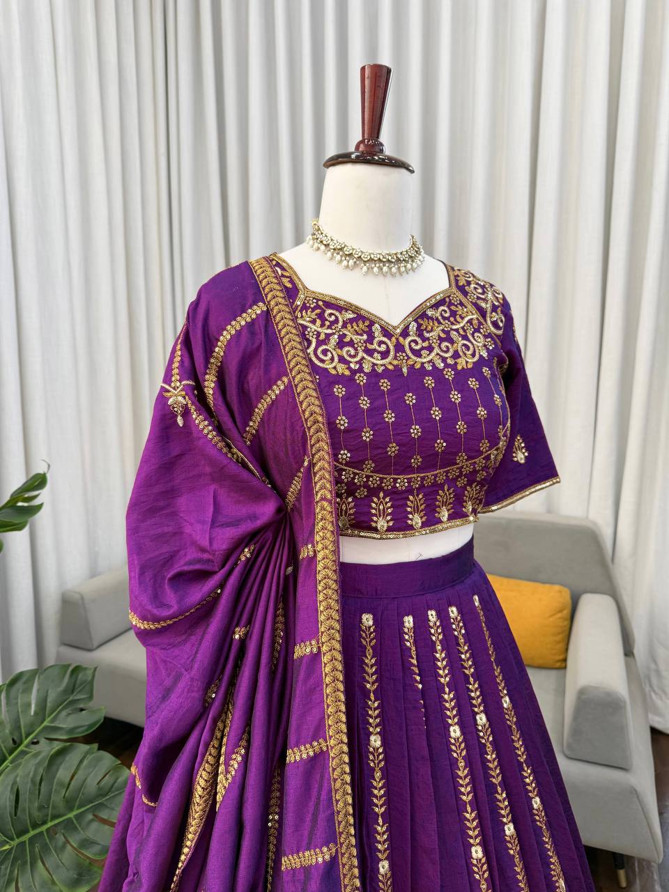 Purple Color Heavy Wedding Wear Trendy Designer Lehenga Choli