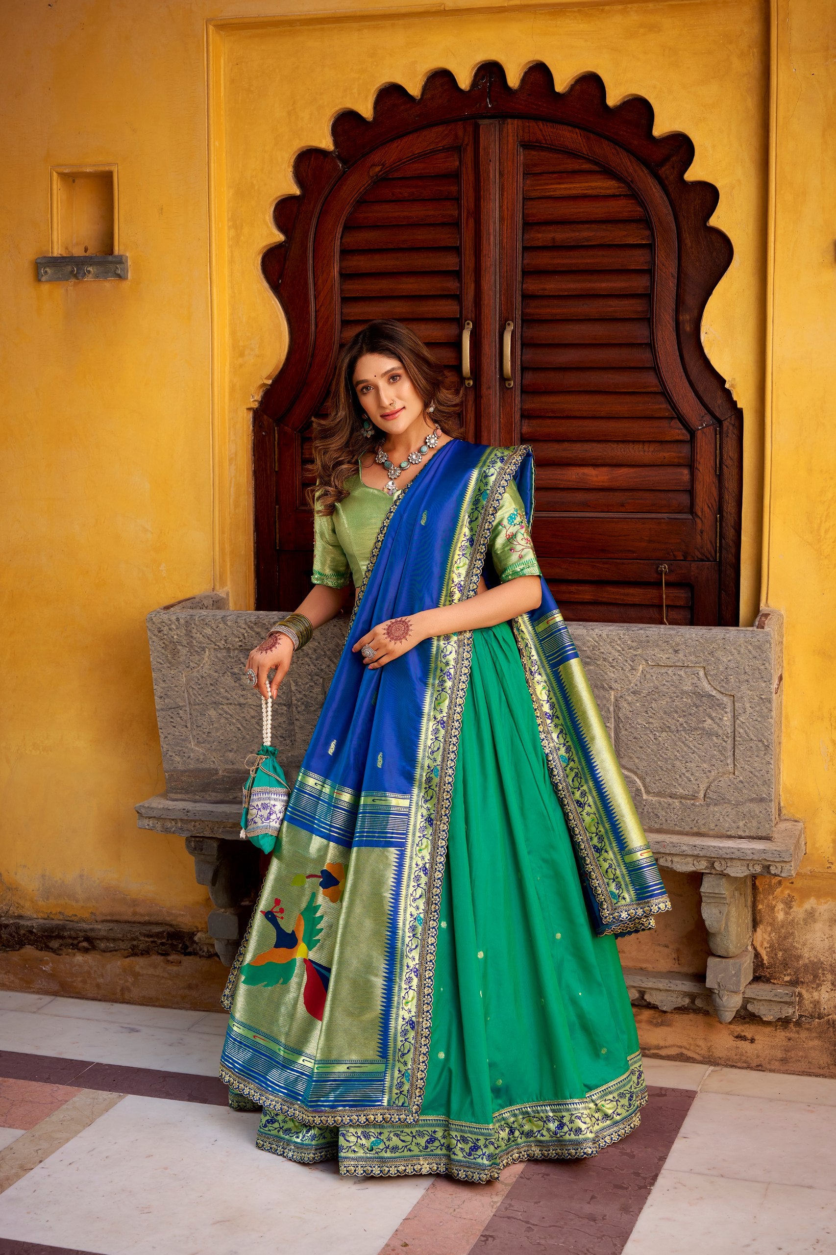 Dark Green Color Paithani Soft Silk Designer Traditional Lehenga Choli