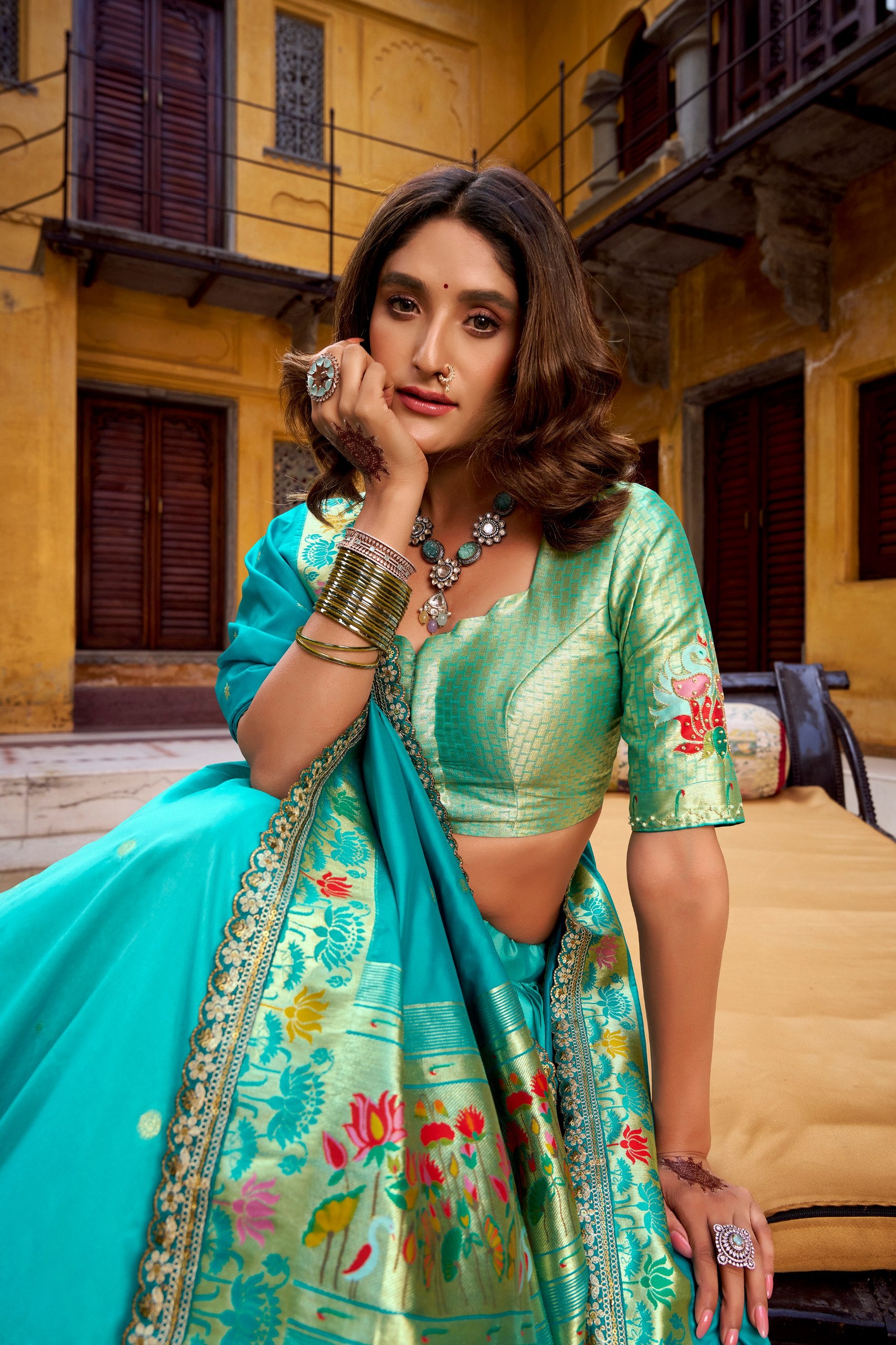 Sky Blue Color Paithani Soft Silk Designer Traditional Lehenga Choli