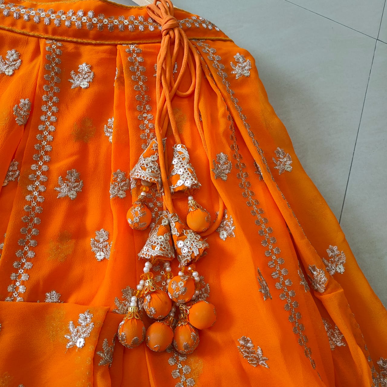 Orange Wedding & Party Wear Designer Sequence Embroidery Work Georgette Lehenga Choli