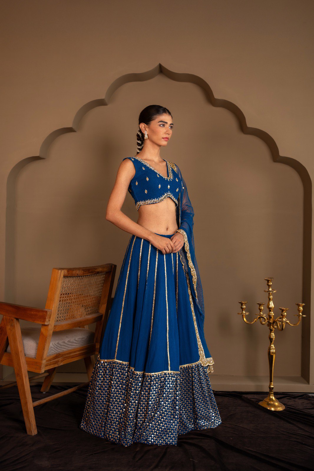 Royal Blue Color Party Wear Georgette Sequins with Zari Embroidery Work Lehenga Choli