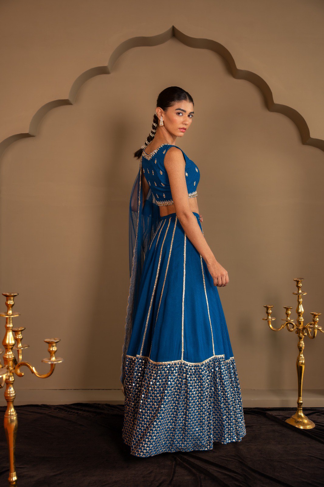 Royal Blue Color Party Wear Georgette Sequins with Zari Embroidery Work Lehenga Choli