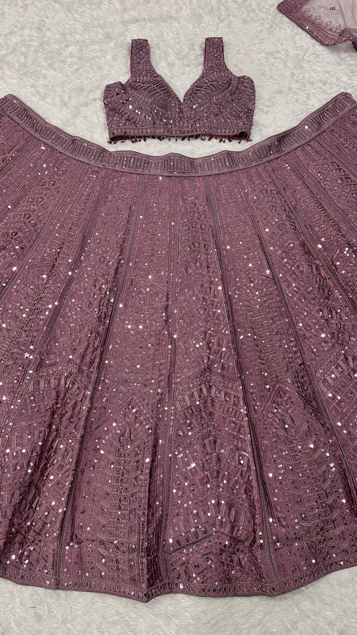 Luxury Rose Gold Embellished Bridal Lehenga Set for Women