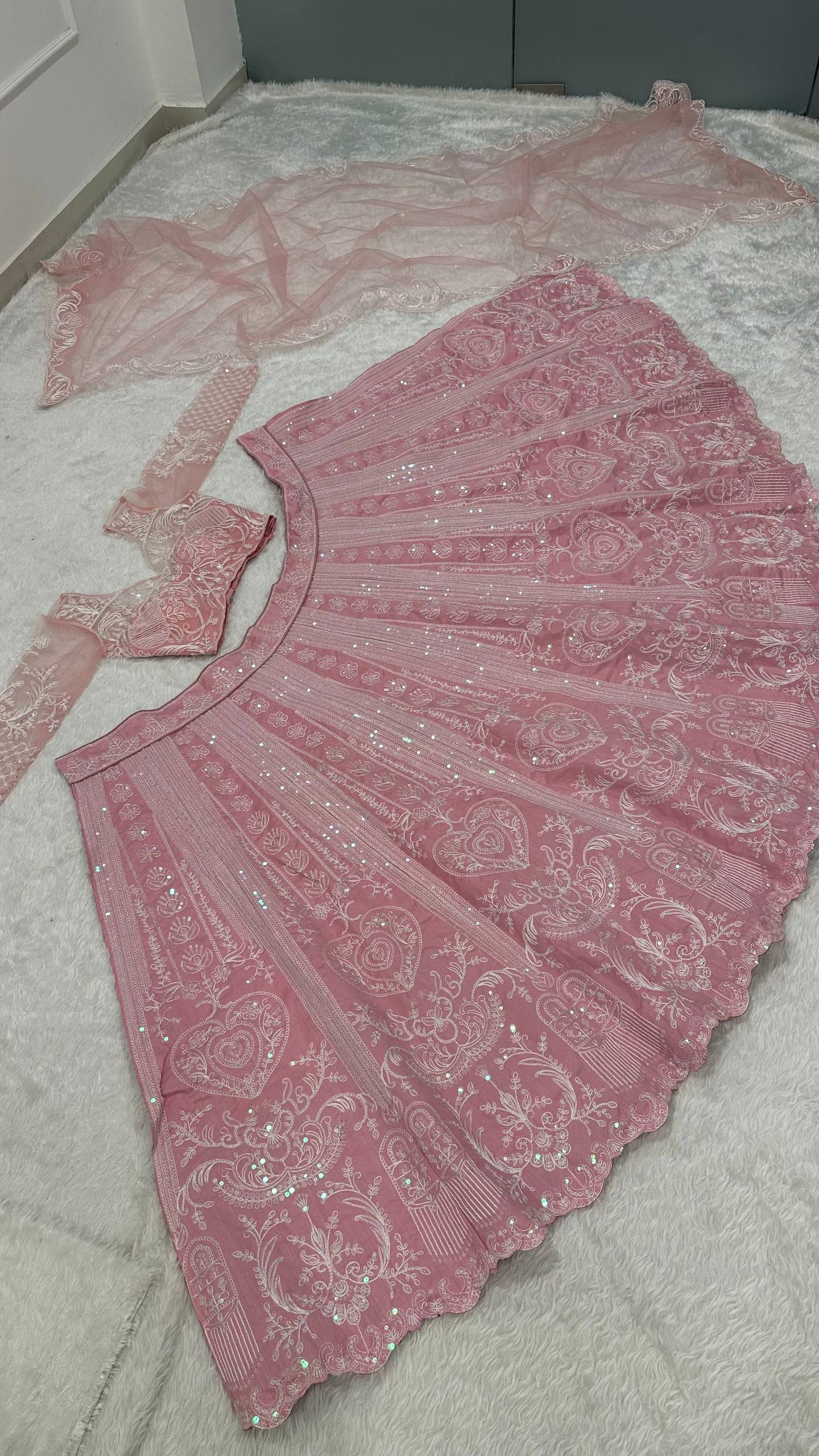 Pink Sequin Work Wedding Wear Designer Lehenga Choli