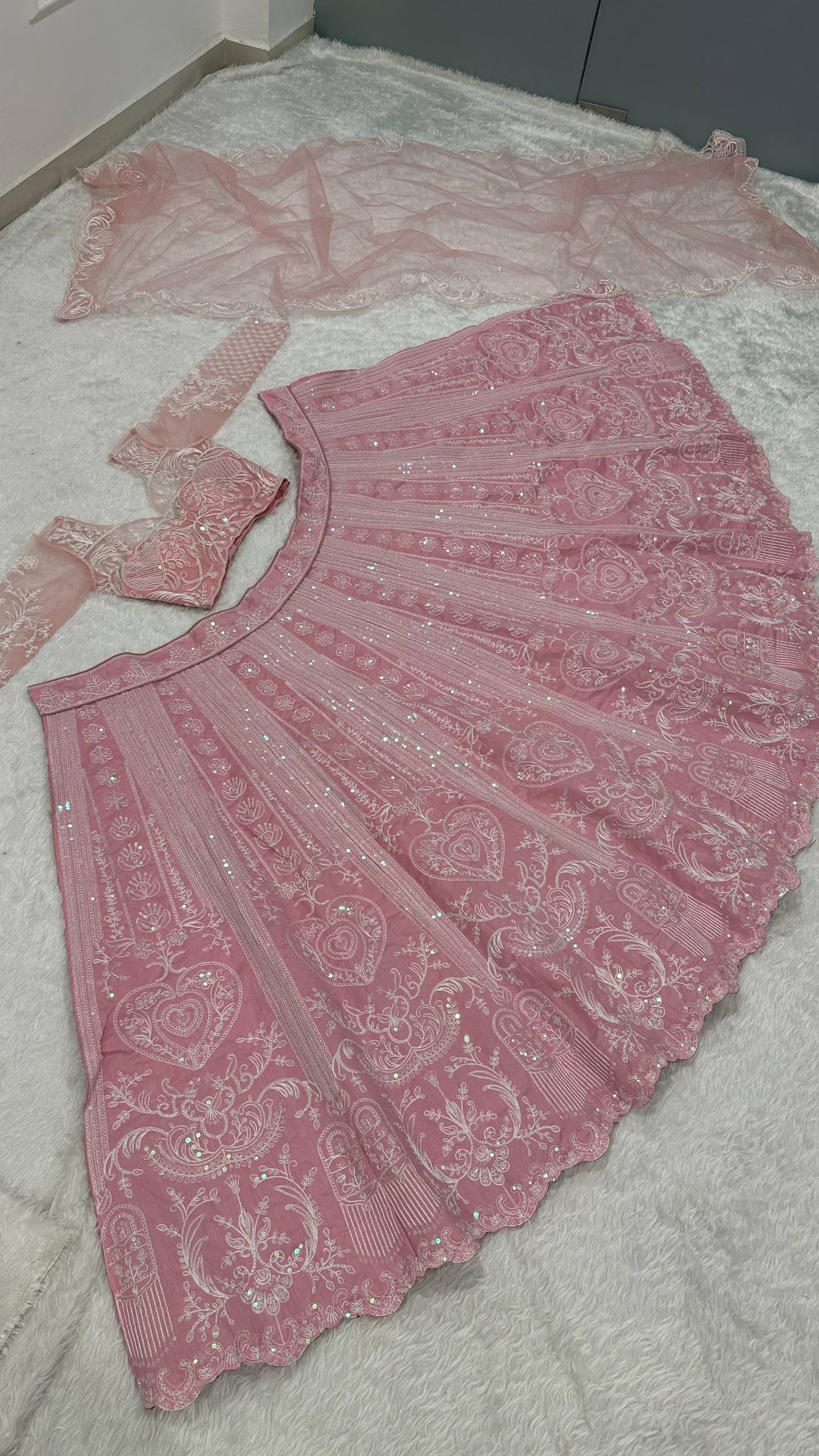 Pink Sequin Work Wedding Wear Designer Lehenga Choli