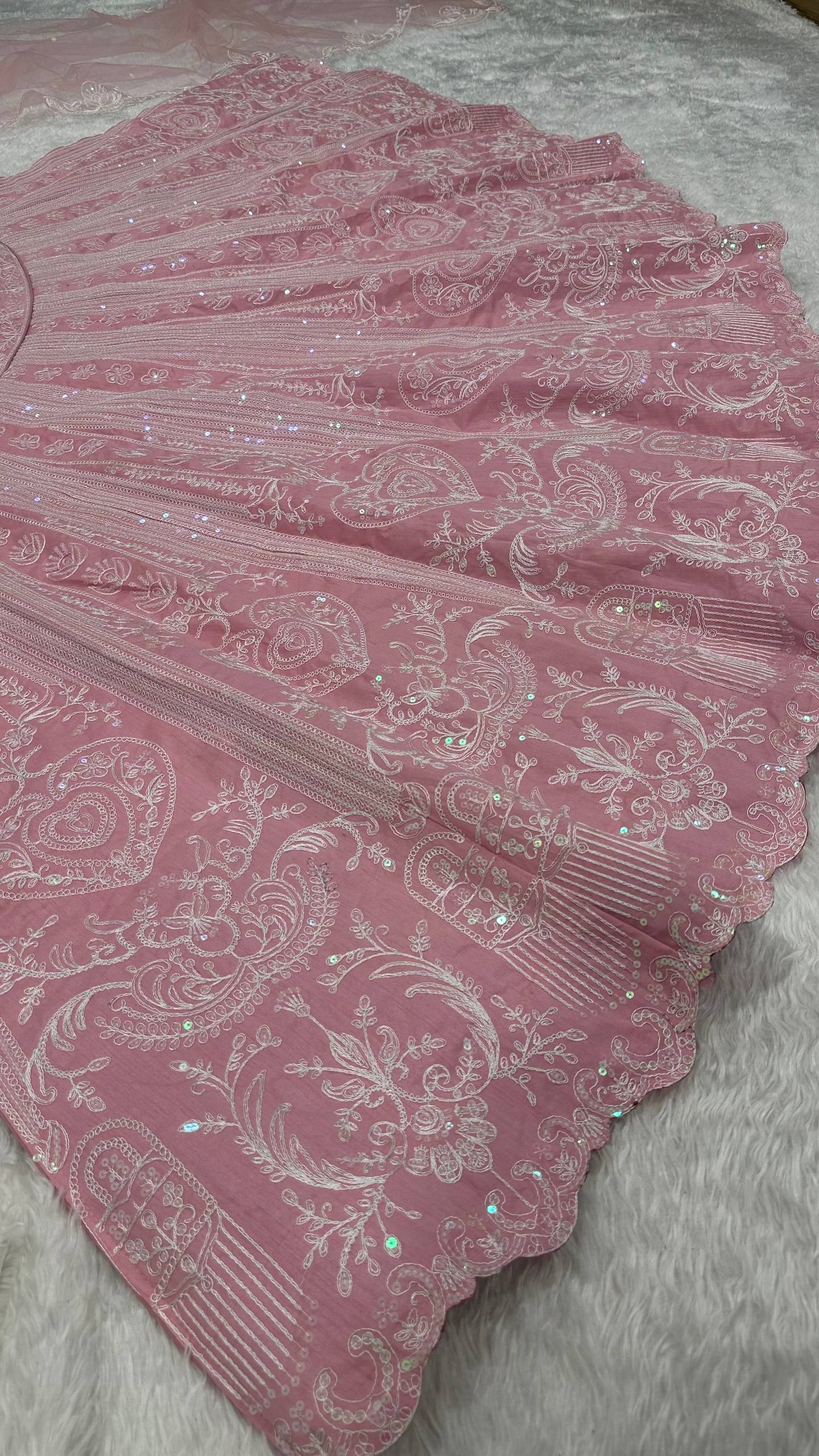 Pink Sequin Work Wedding Wear Designer Lehenga Choli