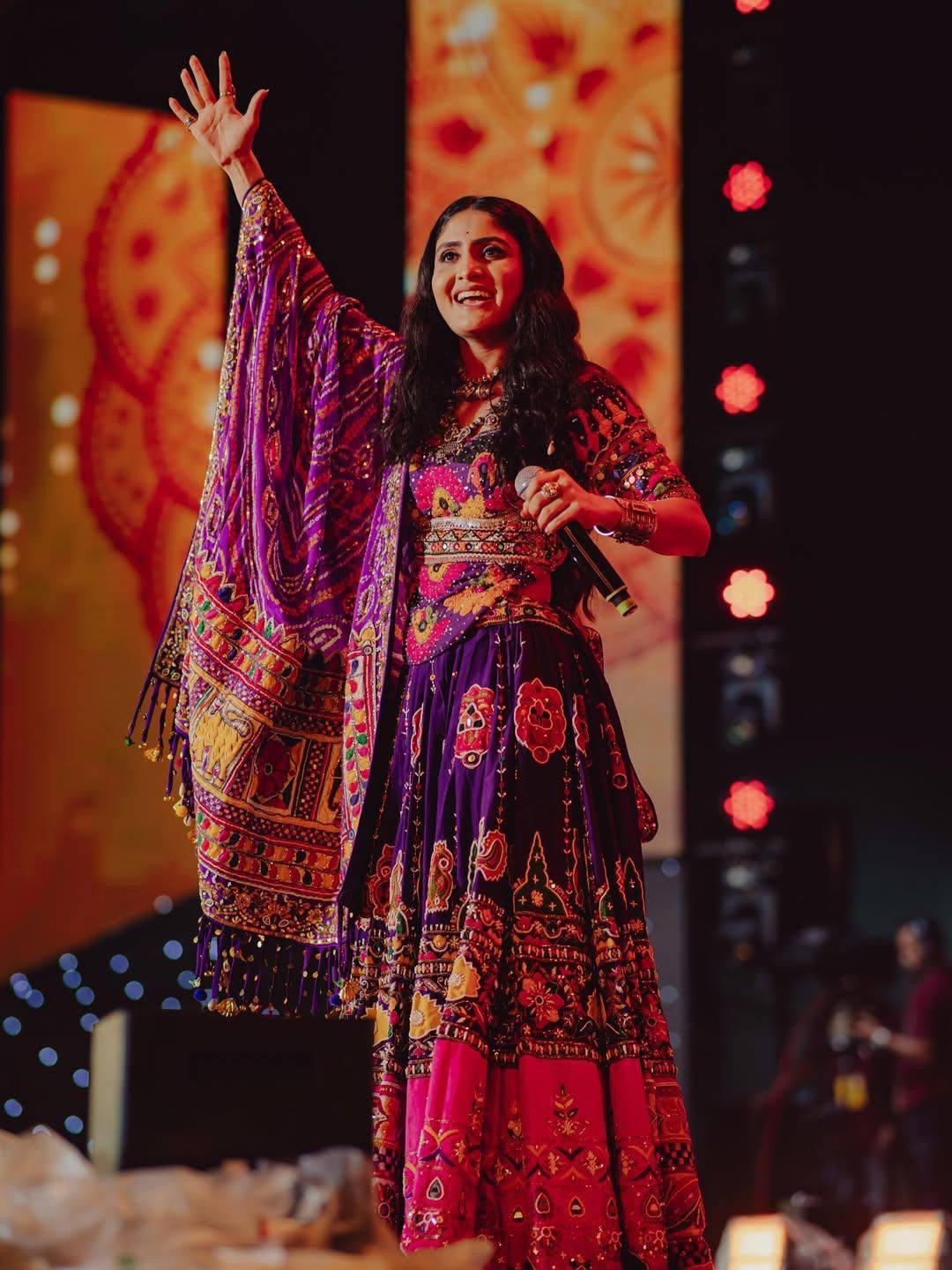 Purple Color Digital Printed with Real Mirror Navratri Lehenga Choli