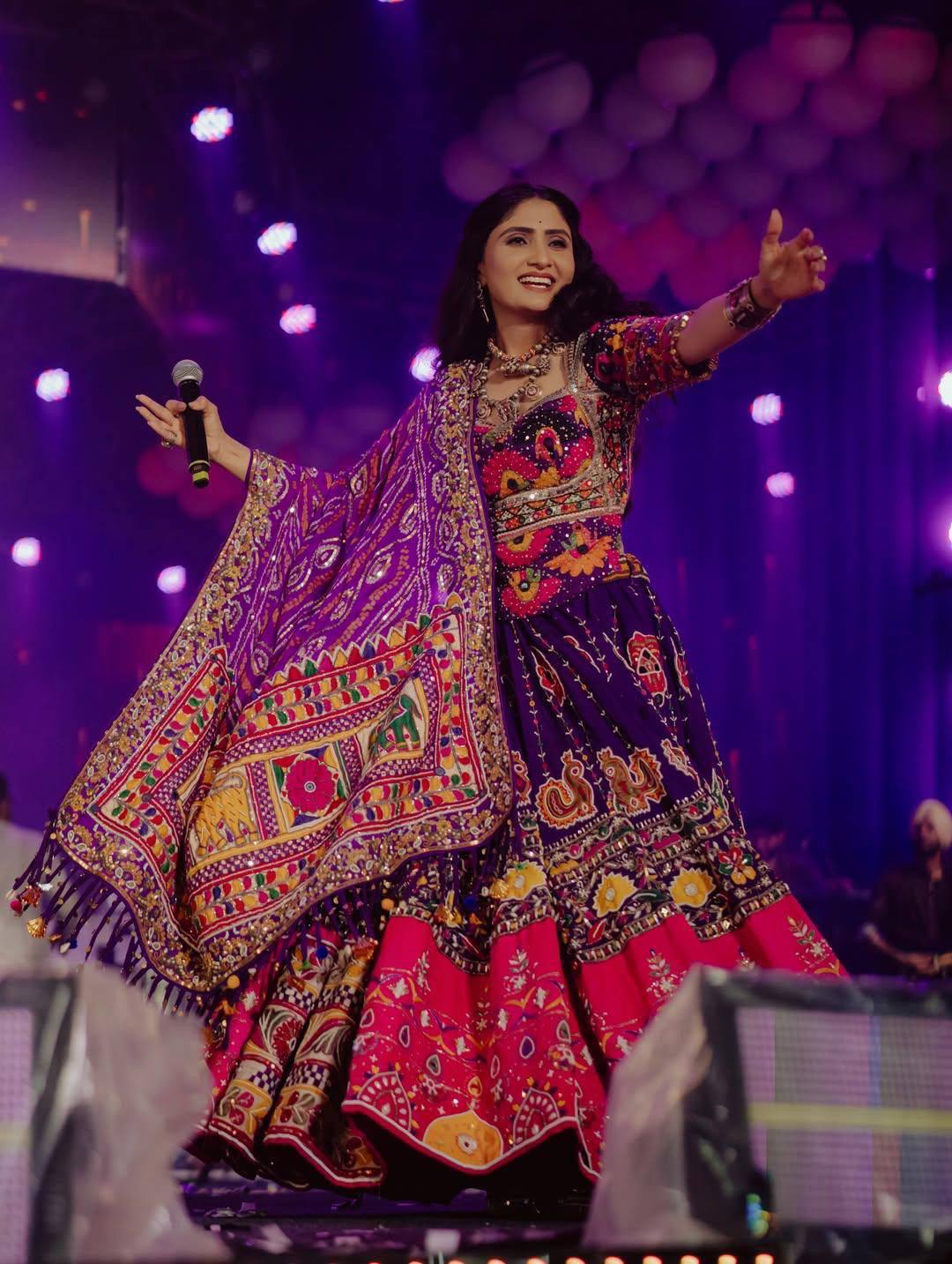 Purple Color Digital Printed with Real Mirror Navratri Lehenga Choli