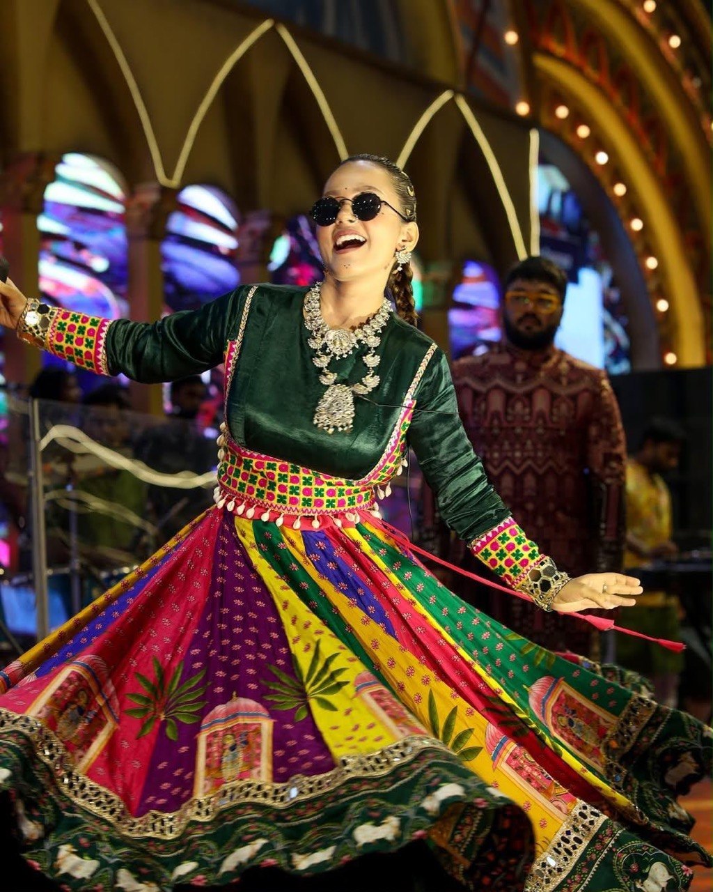 Multi Color Digital Printed with Real Mirror Navratri Lehenga Choli