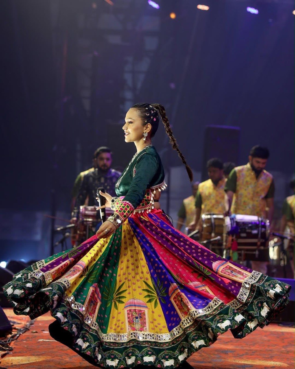 Multi Color Digital Printed with Real Mirror Navratri Lehenga Choli