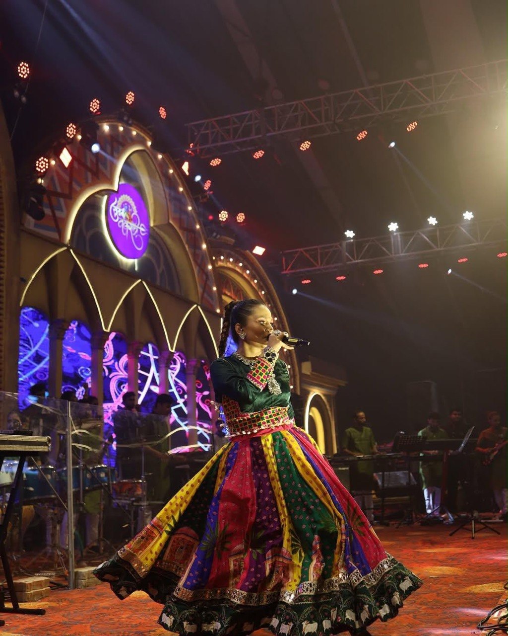 Multi Color Digital Printed with Real Mirror Navratri Lehenga Choli