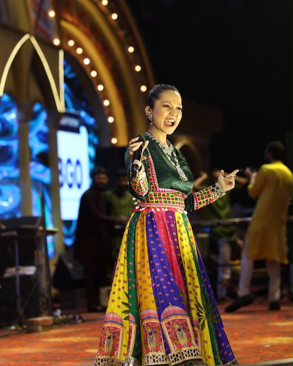 Multi Color Digital Printed with Real Mirror Navratri Lehenga Choli