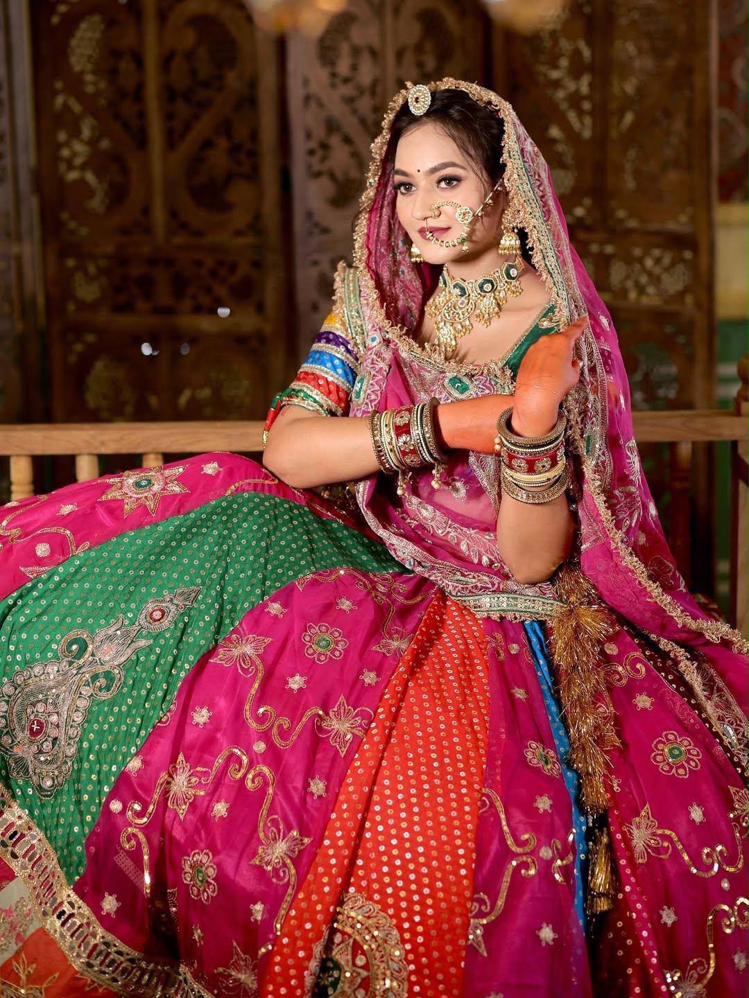 Pink Color Digital Printed with Real Mirror Navratri Lehenga Choli