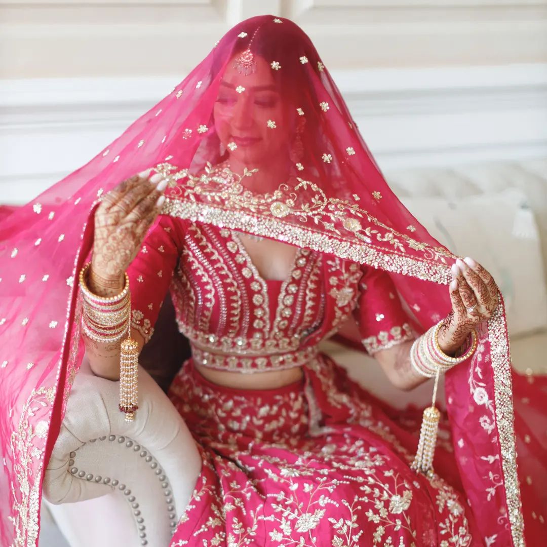 Gajri Color Satin Silk With Heavy Embroidery Work Wedding Lehenga