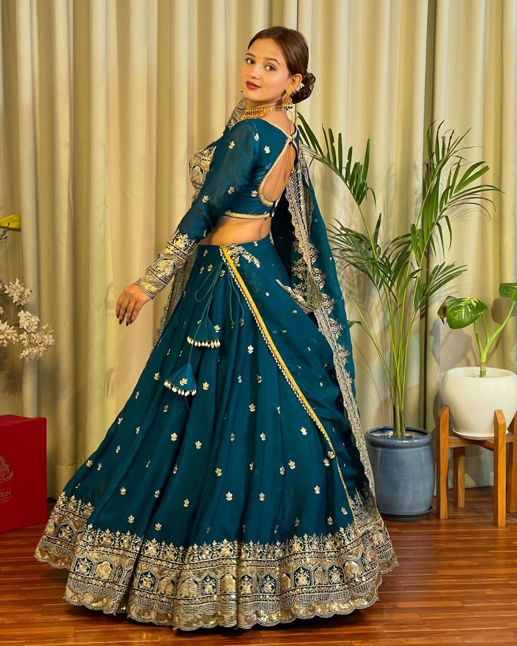 Blue Color Heavy Thread with Sequins Work  Designer Lehenga Choli