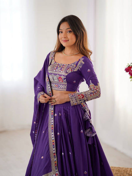 Purple Color Heavy Thread with Sequins Work  Designer Lehenga Choli