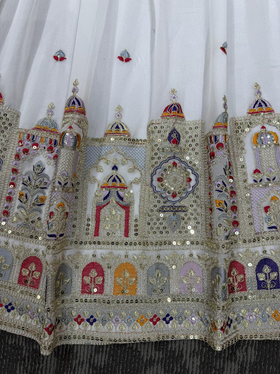 White Color Heavy Thread with Sequins Work  Designer Lehenga Choli