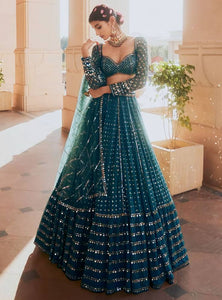 Blue Color Designer Georgette  sequins  Embroidery Work Lehenga Choli