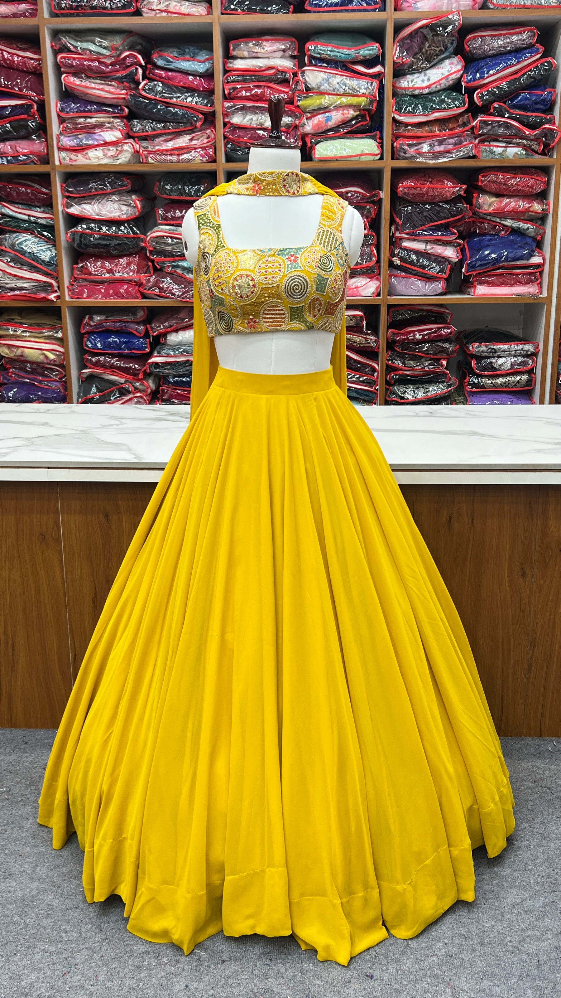 Yellow Color Soft Georgette Ready to Wear Lehenga Choli