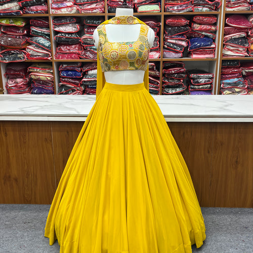 Yellow Color Soft Georgette Ready to Wear Lehenga Choli