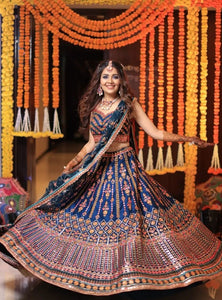 Blue Color Designer Wedding Wear Trendy Embroidery Lehenga Choli