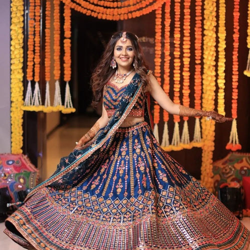 Blue Color Designer Wedding Wear Trendy Embroidery Lehenga Choli