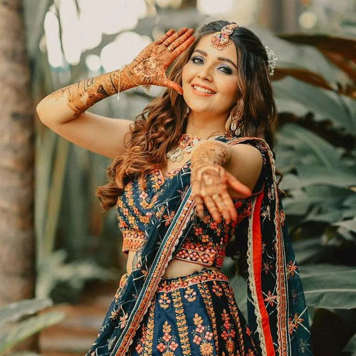 Blue Color Designer Wedding Wear Trendy Embroidery Lehenga Choli