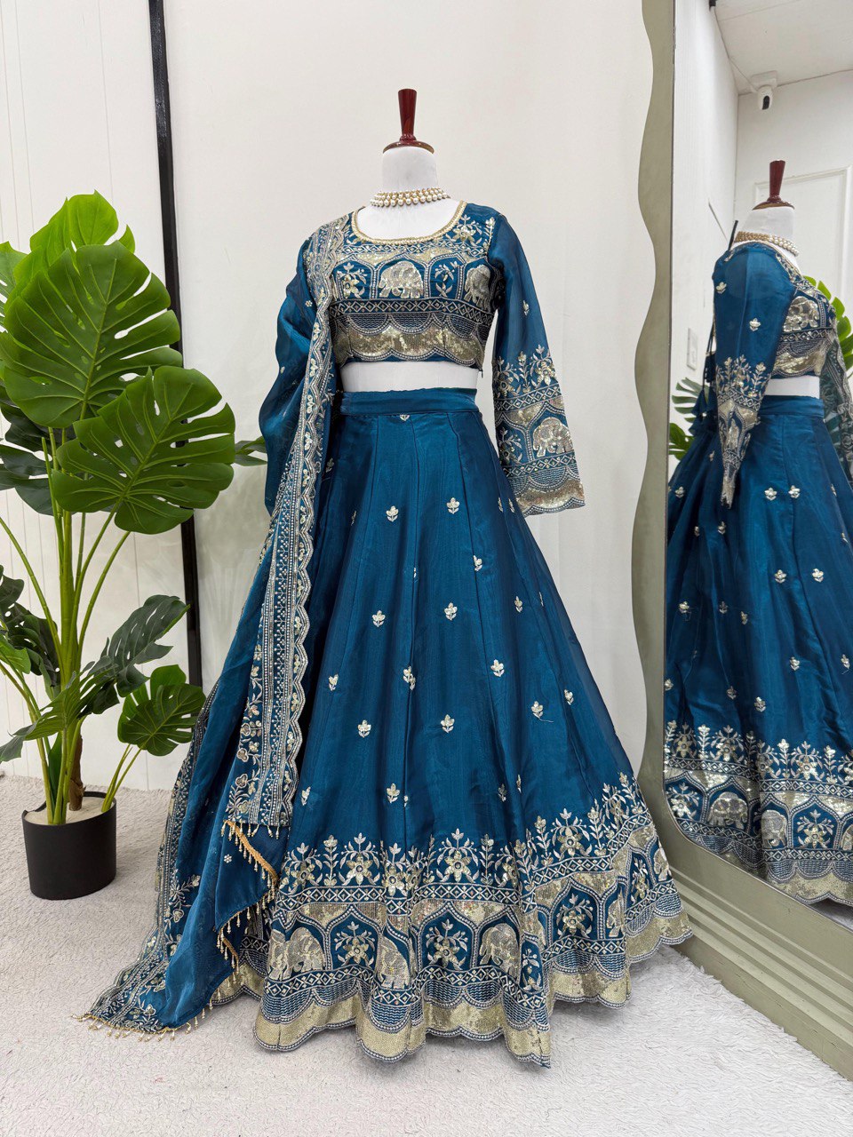 Blue Color Heavy Thread with Sequins Work  Designer Lehenga Choli